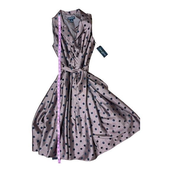 Jessica Howard Pretty Woman Fit & Flare Polka Dot Midi Dress 8P Cocktail Brown - Picture 6 of 11